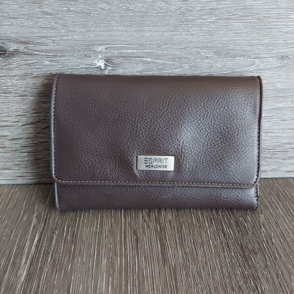 Vintage ESPRIT Brown Snap Closure Tri Fold Wallet
